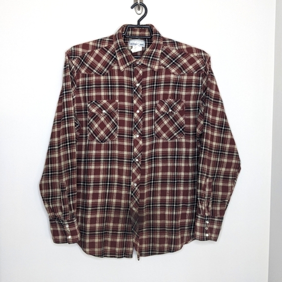 Wrangler Wrancher Flannel Plaid Button Down Shirt XL - Picture 1 of 5